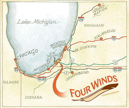 Four Winds Casino shuttle map